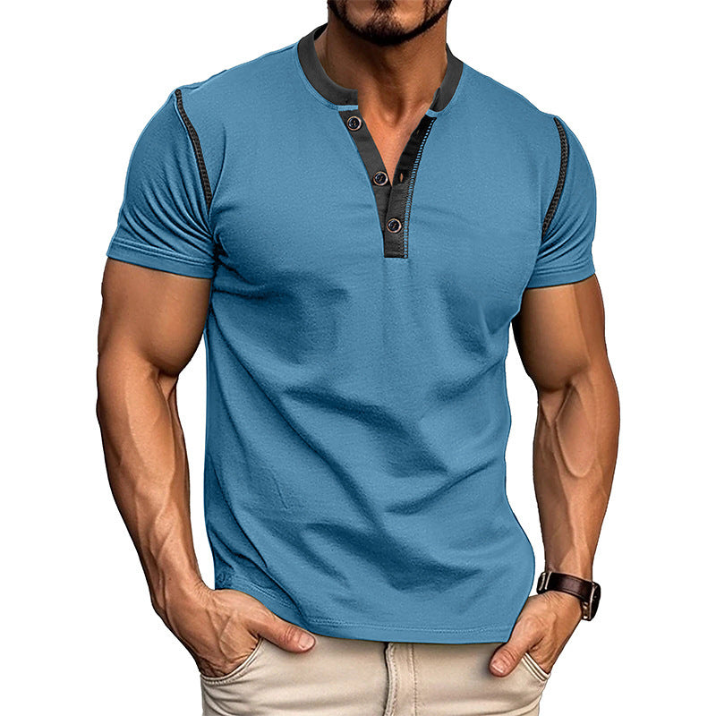 VibePolo Summer Button V-Neck Polo T-Shirt for Men