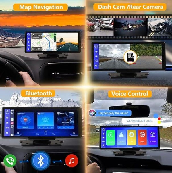 DriveMate 9.3” Wireless CarPlay Screen with 2.5K Front & 1080P Rear Camera