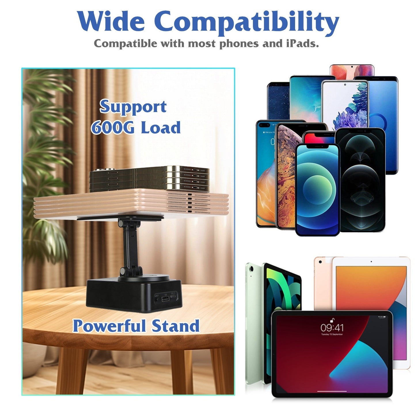 4-in-1 Foldable Wireless Speaker Phone Stand with Power Bank