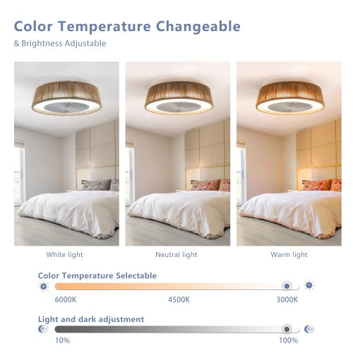 BohoBreeze LED Dimmable Ceiling Light with Built-in Fan