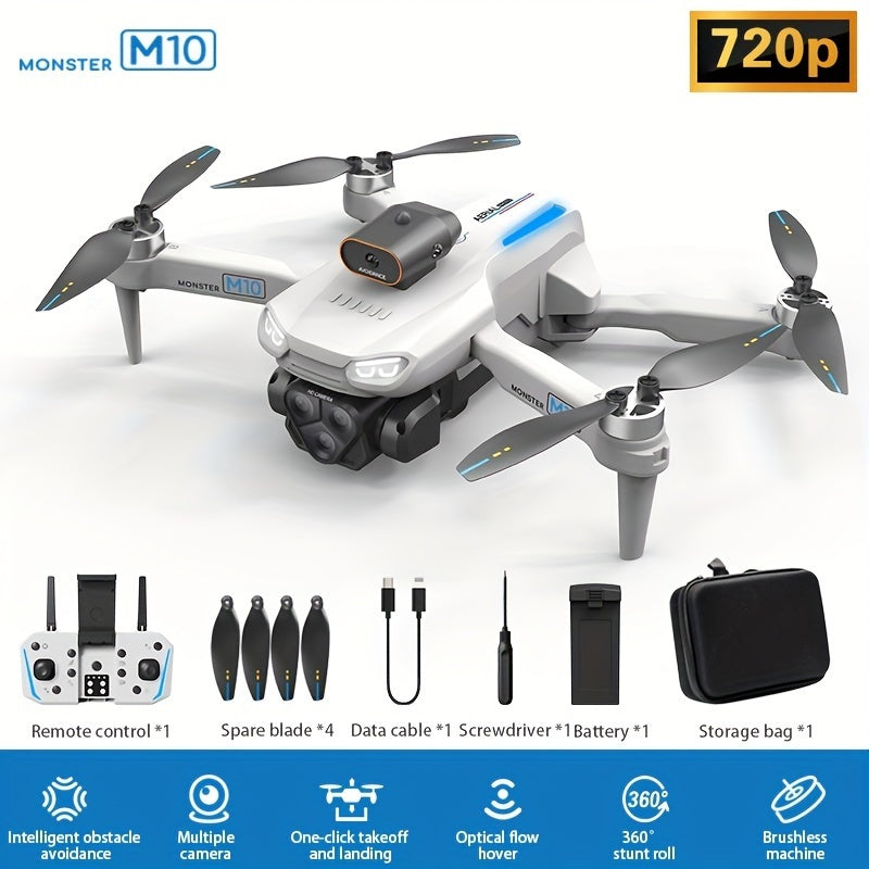 AeroVision M10 Brushless Foldable Drone with Screen Control & Optical Flow Positioning