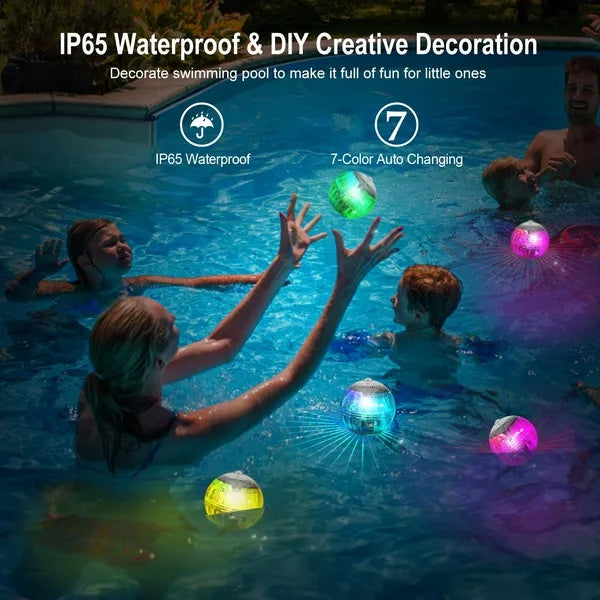 AquaGlow 7-Color Solar LED Floating Pool Lights