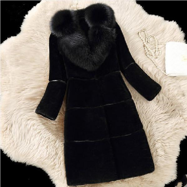 Shear Soft Mid-Length Fur Coat – Women’s Warm Sheep-Shear Winter Jacket