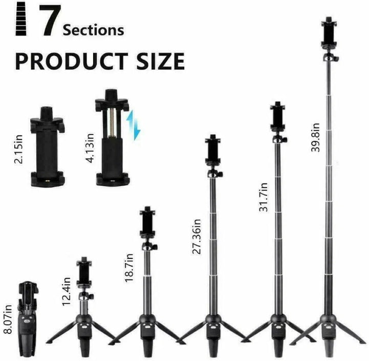 SnapPro 40" Bluetooth Selfie Stick Tripod with Remote Control
