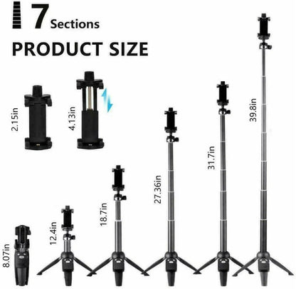 SnapPro 40" Bluetooth Selfie Stick Tripod with Remote Control