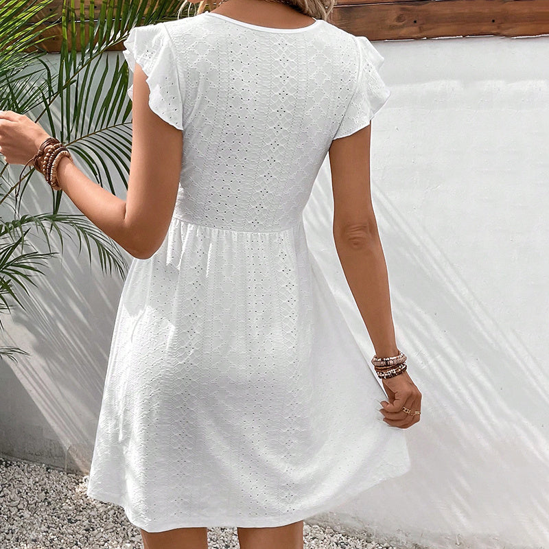 Women's V Neck Lace Mini Dresses