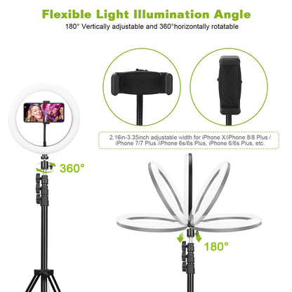 GlowPro 10" Dimmable LED Selfie Ring Light with Tripod & Phone Holder