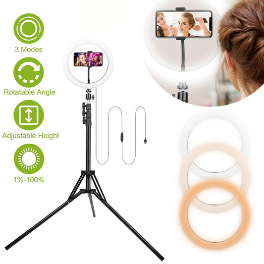 GlowPro 10" Dimmable LED Selfie Ring Light with Tripod & Phone Holder