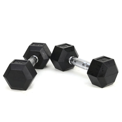 15LB Rubber-Coated Solid Cast Iron Dumbbells – Non-Slip Grip Fitness Weights (2-Pack)