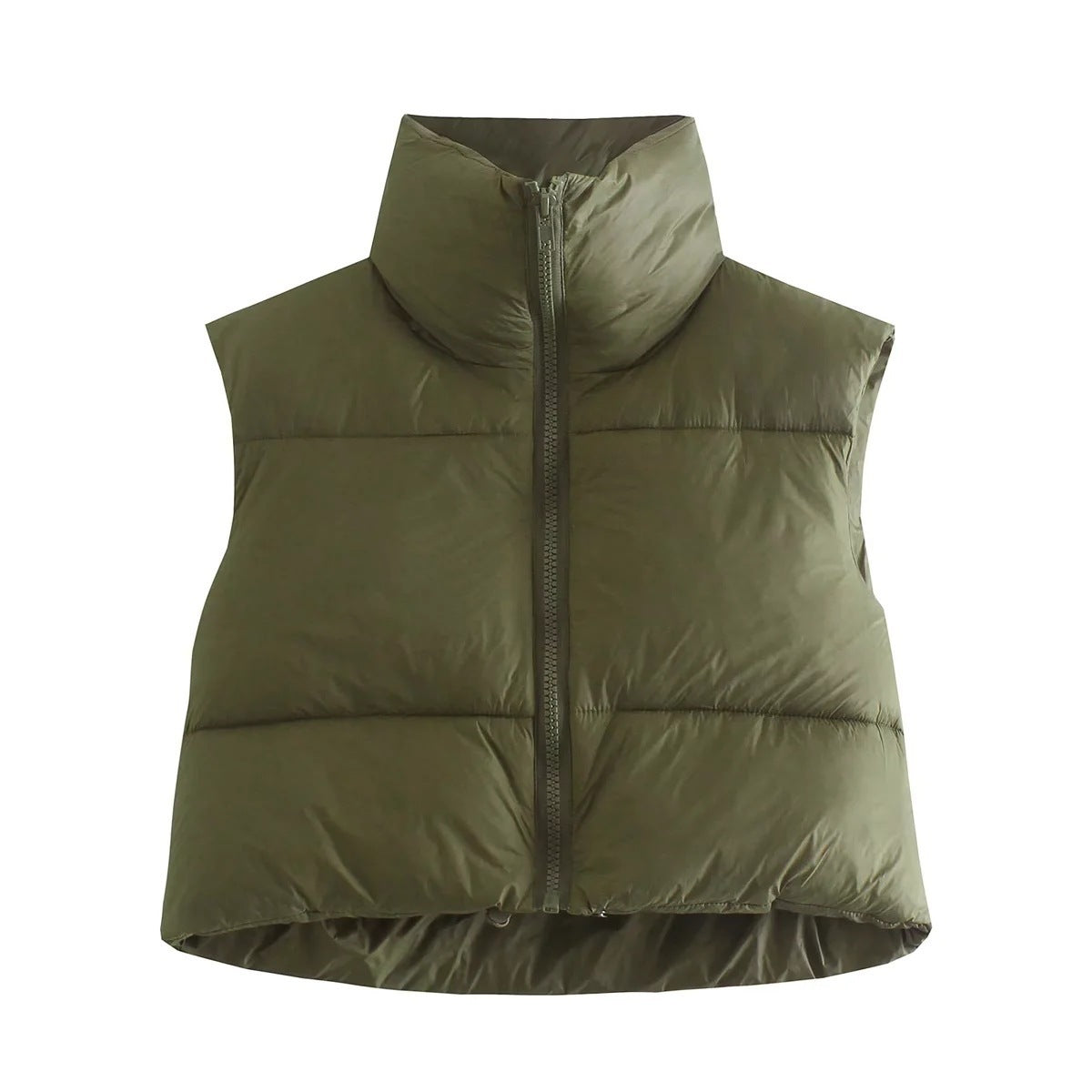 Frost Luxe Puffer Vest – Winter Short Zip-Up Sleeveless Jacket for Women