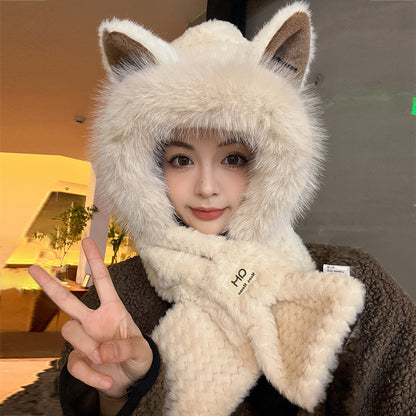 Fuzzy Fox Ear Beanie – Cute Furry Winter Hat for Autumn & Winter