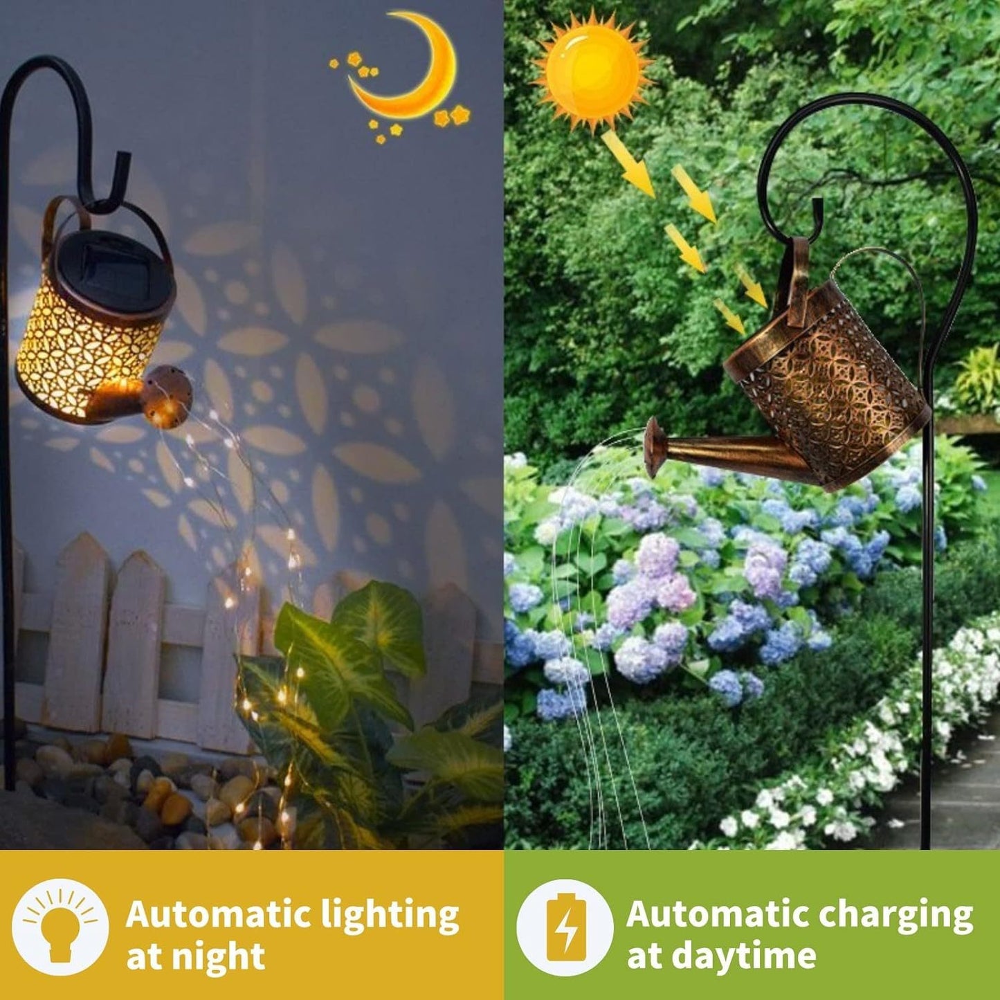 GlowCan 2-Pack LED Watering Can Solar String Lights