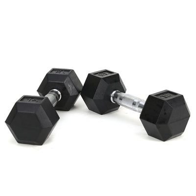 15LB Rubber-Coated Solid Cast Iron Dumbbells – Non-Slip Grip Fitness Weights (2-Pack)