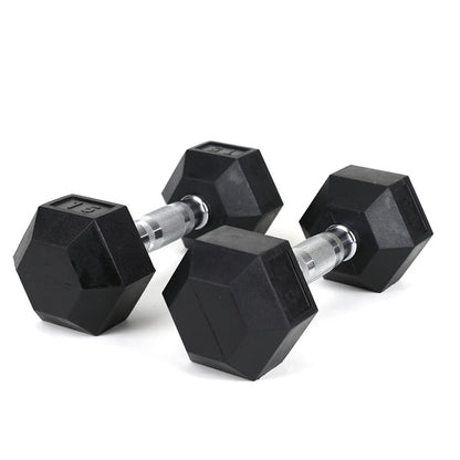 15LB Rubber-Coated Solid Cast Iron Dumbbells – Non-Slip Grip Fitness Weights (2-Pack)