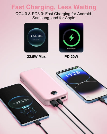 PowerHub Dual-Wire Digital Display Power Bank with AC Fast Charging Socket