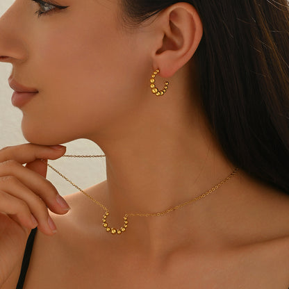 Golden Crescent Jewelry Set – Minimalist Necklace & Earrings