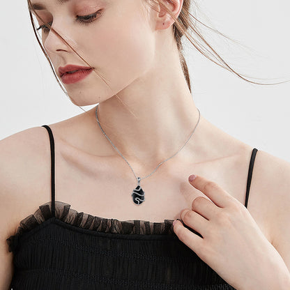 Sterling Silver Crystal Snake Necklace – Black Obsidian & Tourmaline