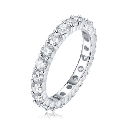 Luxury Row Diamond Moissanite Ring – Silver Fashion Jewelry