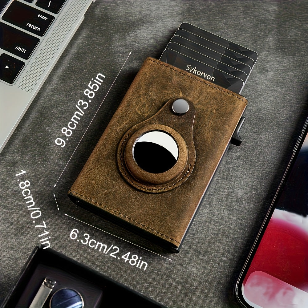 Airtag Men's Wallet Minimalist RFID Wallet With Airtag Stand Smart Pop-up Wallet With Wallet, Slim Card Holder Small Wallet