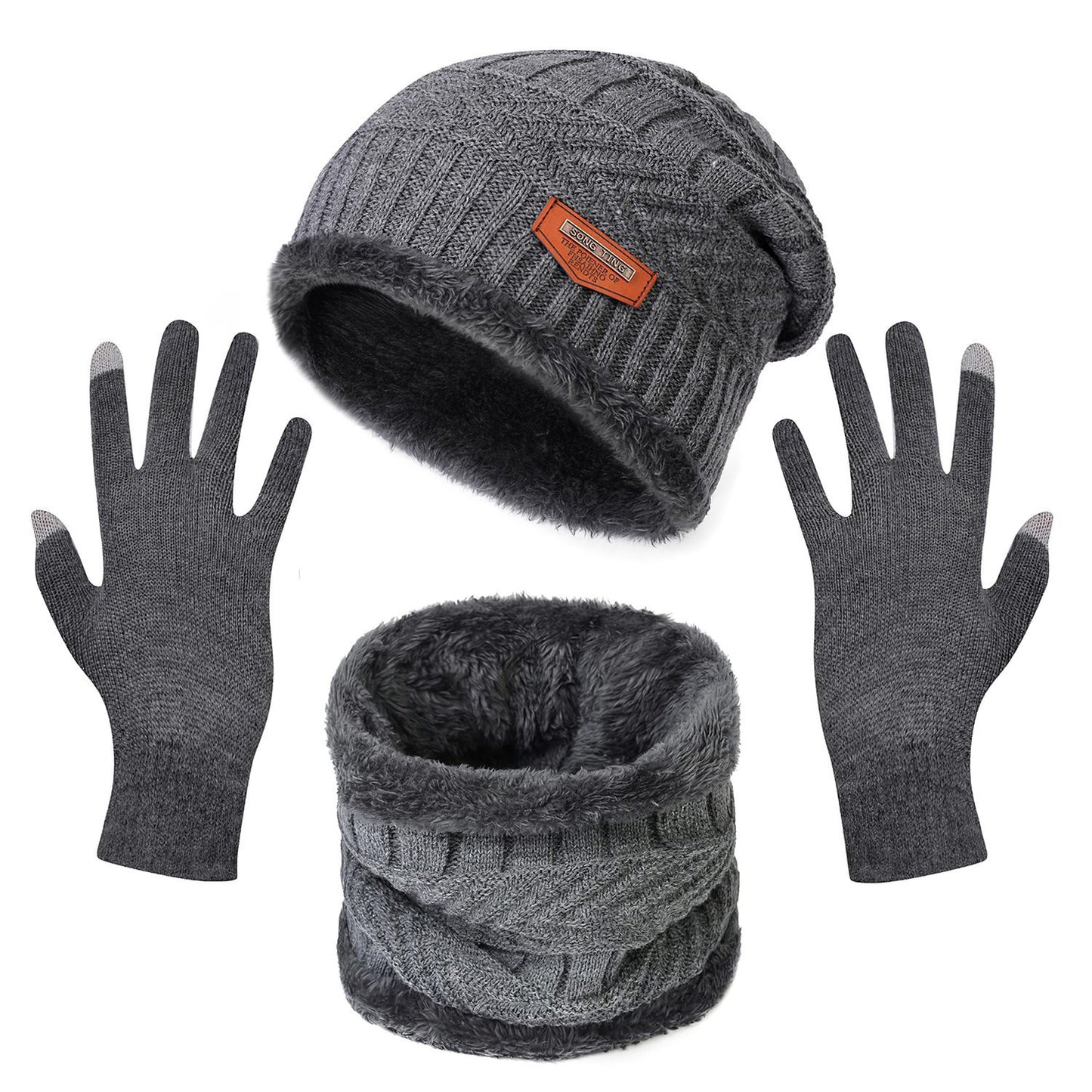 Winter Flex 3-in-1 Knit Set – Warm Beanie, Touchscreen Gloves & Scarf for Men & Women
