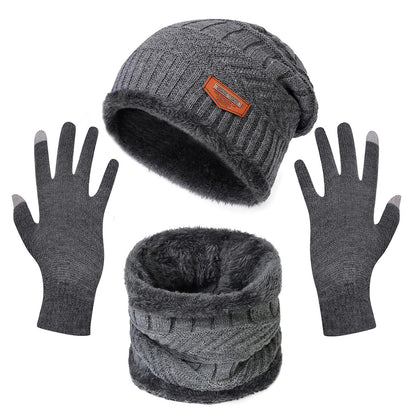 Winter Flex 3-in-1 Knit Set – Warm Beanie, Touchscreen Gloves & Scarf for Men & Women