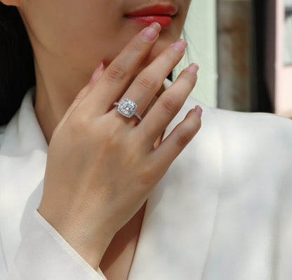 Gorgeous Square Diamond Moissanite Ring – S925 Sterling Silver