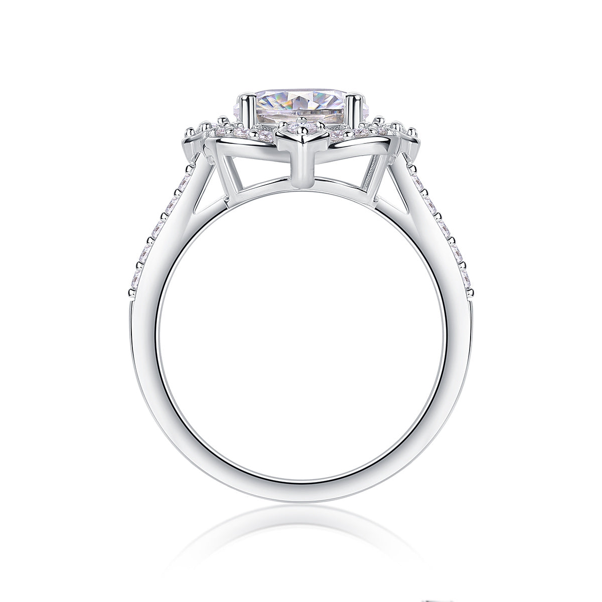 Camellia Moissanite Ring – S925 Silver Gold-Plated Elegance