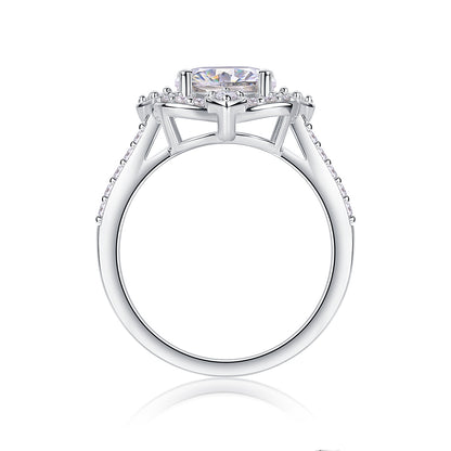Camellia Moissanite Ring – S925 Silver Gold-Plated Elegance