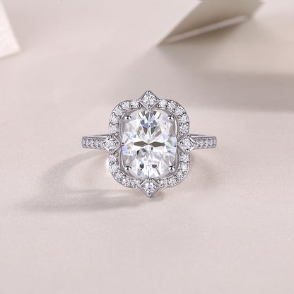Camellia Moissanite Ring – S925 Silver Gold-Plated Elegance