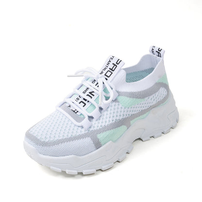 Women’s Flyknit Mesh Sneakers – Breathable Lace-Up Walking & Running Shoes