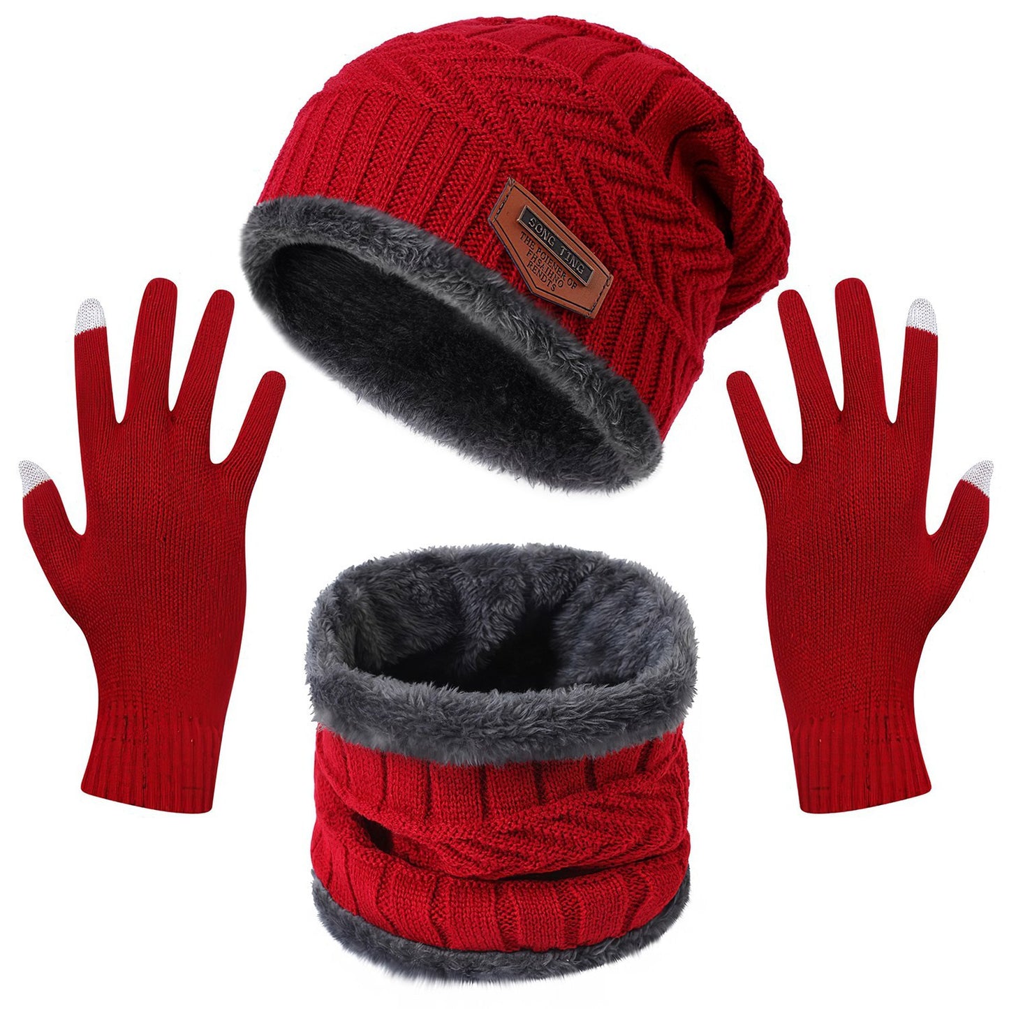 Winter Flex 3-in-1 Knit Set – Warm Beanie, Touchscreen Gloves & Scarf for Men & Women