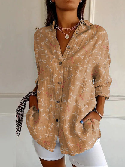 Women’s Floral Long Sleeve Shirt – Casual Button-Down Top