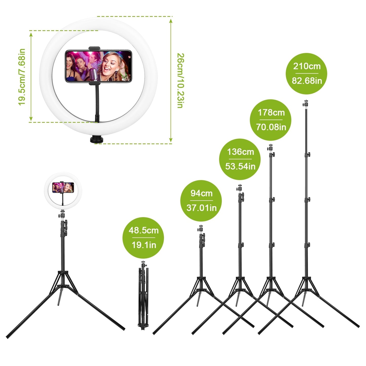 GlowPro 10" Dimmable LED Selfie Ring Light with Tripod & Phone Holder