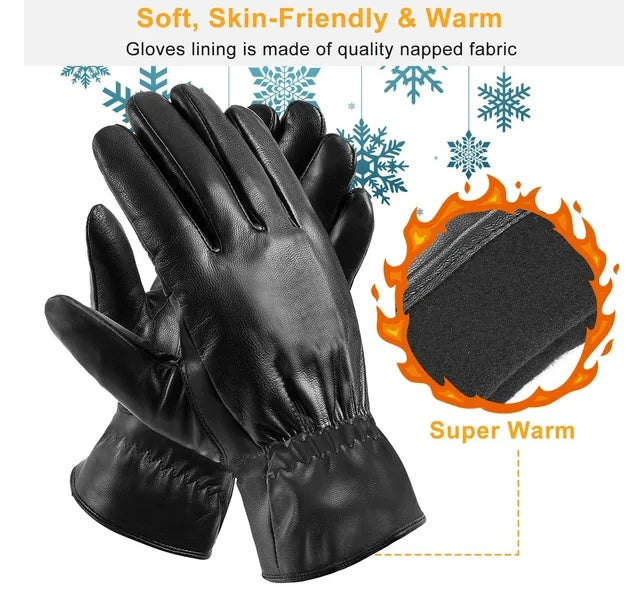 FrostGuard Leather Gloves – Unisex Winter Warm Windproof Outdoor Gloves