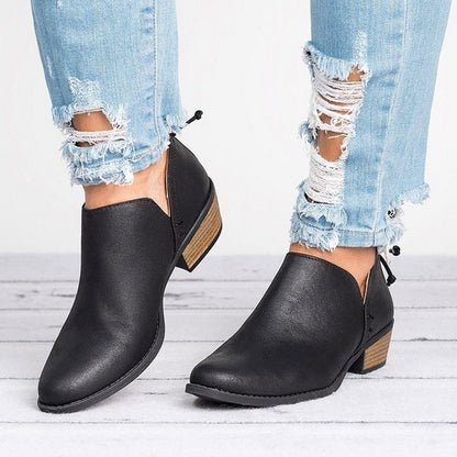 Women’s Retro High Heel Ankle Boots – Elegant Autumn Fashion Leather Shoes