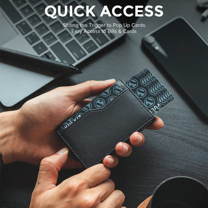 Automatic Leather Credit Card Case with Dual ID Window