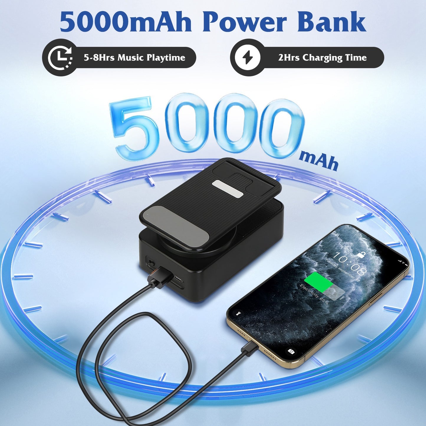 4-in-1 Foldable Wireless Speaker Phone Stand with Power Bank