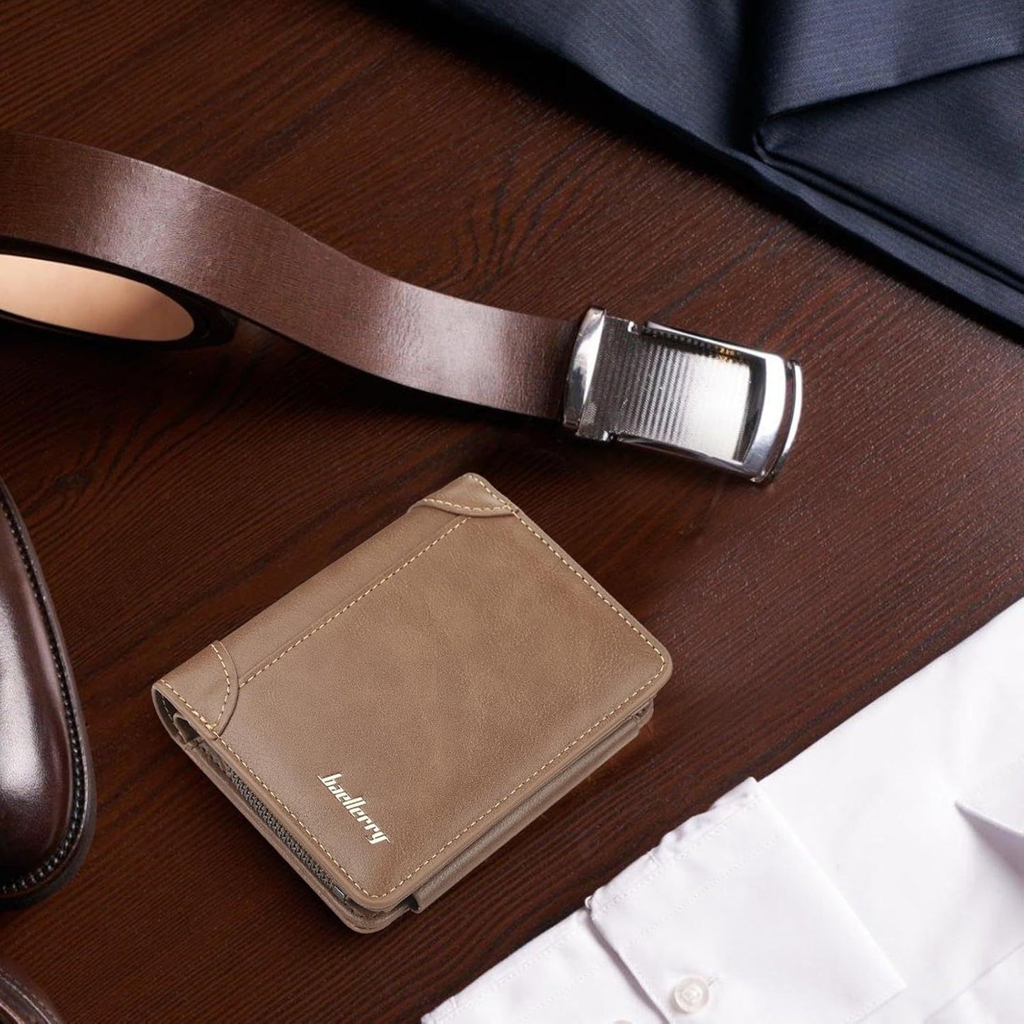 Men’s Classic Brown & Khaki Leather Wallet