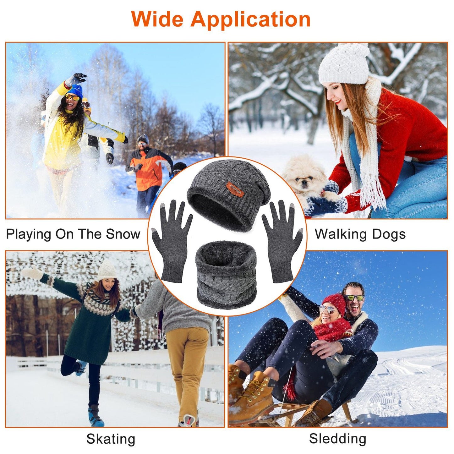 Winter Flex 3-in-1 Knit Set – Warm Beanie, Touchscreen Gloves & Scarf for Men & Women