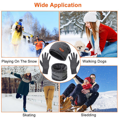 Winter Flex 3-in-1 Knit Set – Warm Beanie, Touchscreen Gloves & Scarf for Men & Women