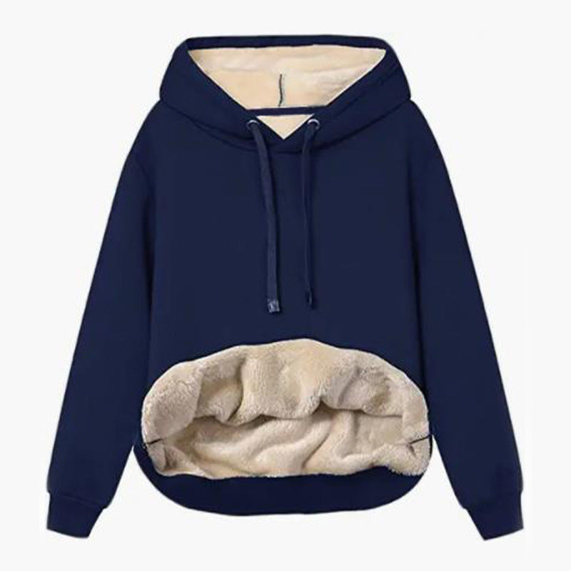 Lamb Warm Hooded Jacket – Women’s Cozy Fleece Pocket Sports Sweatshirt