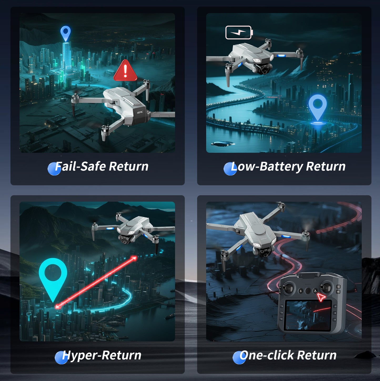 4DRC M7 GPS 4K Camera Drone with Brushless Motor & Follow Me Mode