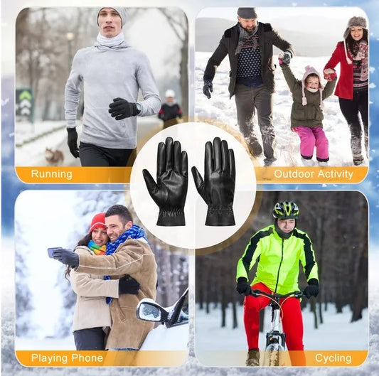 FrostGuard Leather Gloves – Unisex Winter Warm Windproof Outdoor Gloves