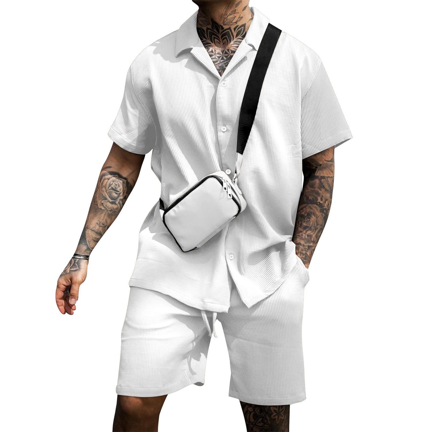 ComforWear Men’s Polo Short Sleeve & Shorts Two-Piece Set