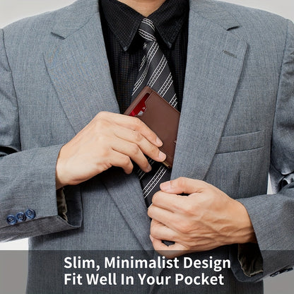 Genuine Leather Bifold Wallet Men, RFID Shielding Wallet Front Pocket Wallet, Suitable For Son And Daughter To Send Daddy's Wallet