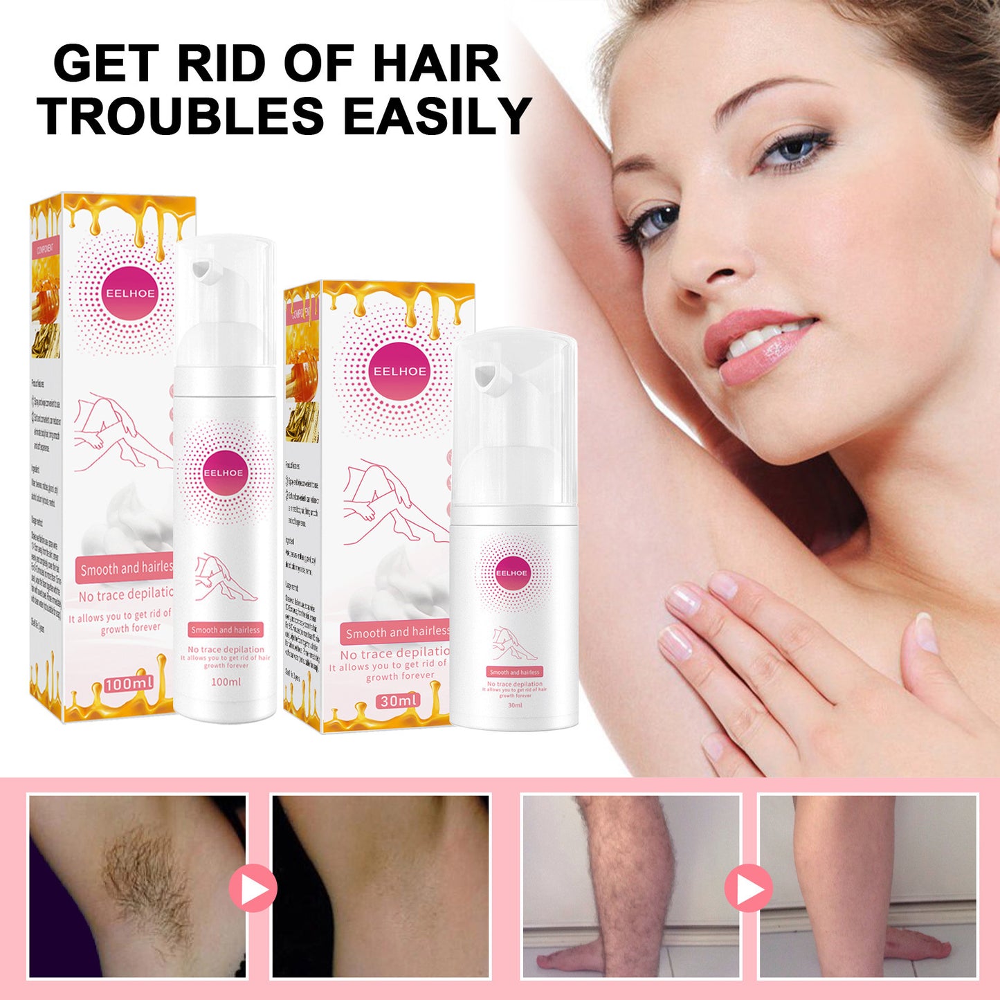 Hair Removal Spray – Gentle Depilatory Foam (30ml / 100ml)
