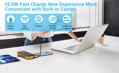 VoltView Dual-Wire Digital Display Super Fast Charging Power Bank