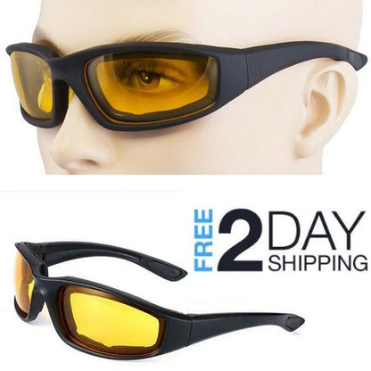 Cycling Sunglasses Chopper Outdoor Sports Glasses For Men Wrap Around UV400 Protection For Fishing Night Driving Glasses Wind Resistant Yellow Lens