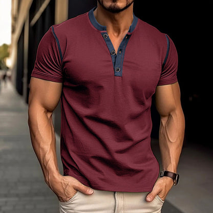 VibePolo Summer Button V-Neck Polo T-Shirt for Men