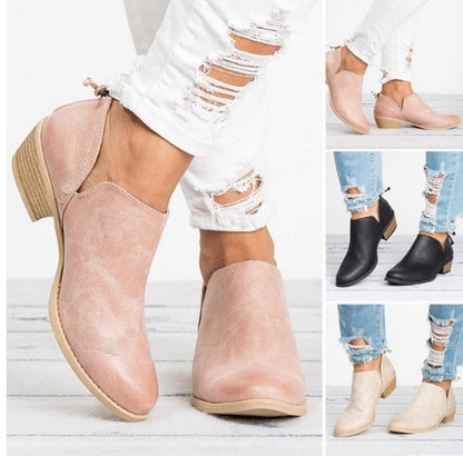 Women’s Retro High Heel Ankle Boots – Elegant Autumn Fashion Leather Shoes